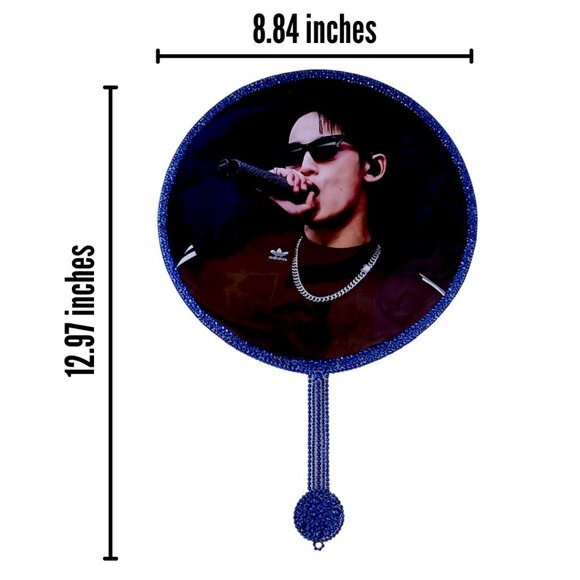 Rhinestone Handmade SEVENTEEN Kim Mingyu Handheld Picket Fan Sign (Double Sided) - Picture 4 of 4